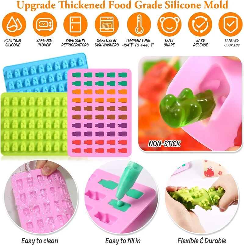 50 Grids Gummy Bear Mold Silicone Cute Bear Jelly Mould with Dropper Candy Chocolate Fondant Moulds DIY Baking Decoration Tools ShopOnlyDeal