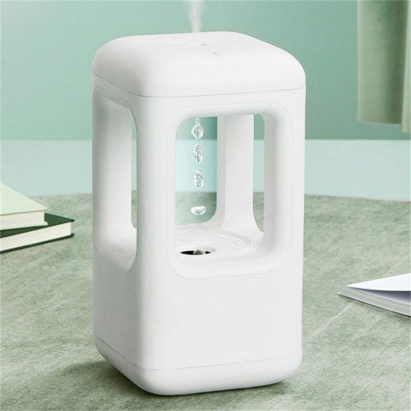 500ml Air Humidifier Home Office Bedroom Desktop Anti-Gravity Water Droplets Ultrasonic Cool Mist Maker Fogger With Light ShopOnlyDeal