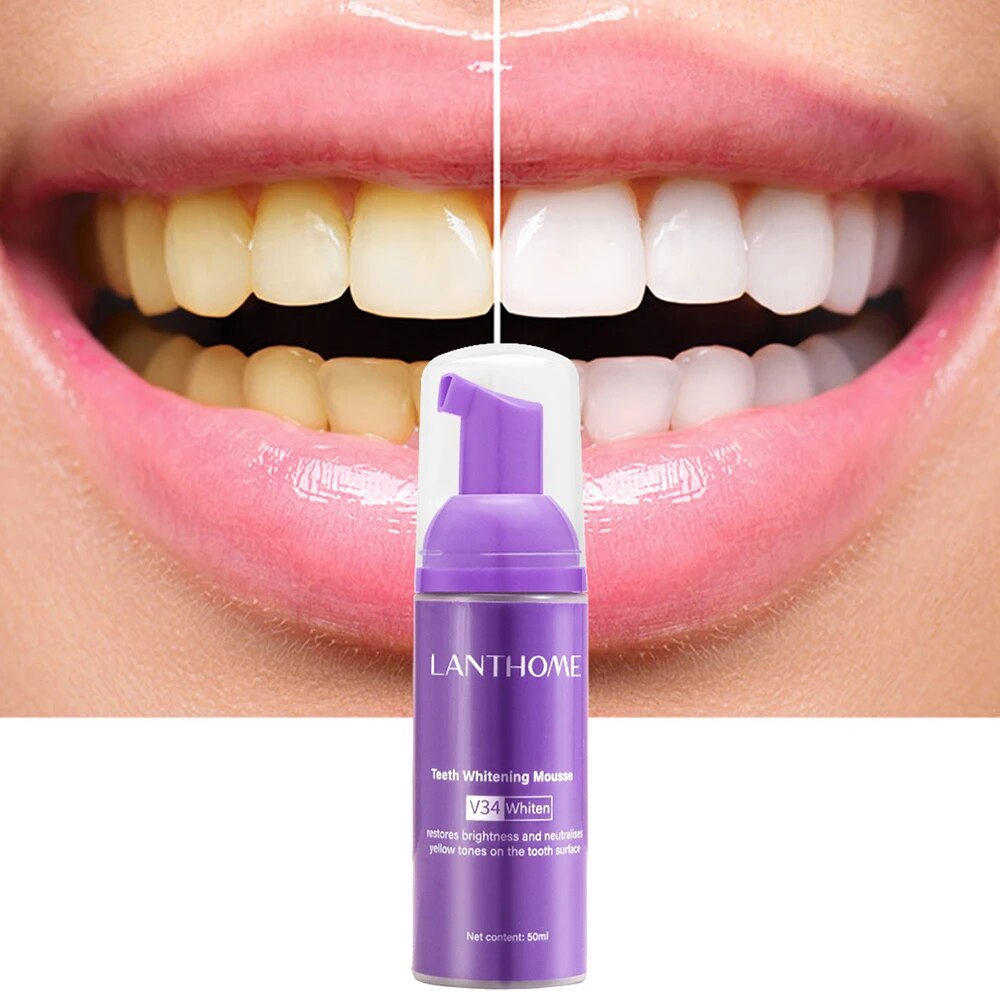 Toothpaste Mousse 50ML V34 Teeth Cleaning Whitening Toothpaste Yellow Teeth Removing Tooth Stains Oral Cleaning Hygiene 2023 ShopOnlyDeal