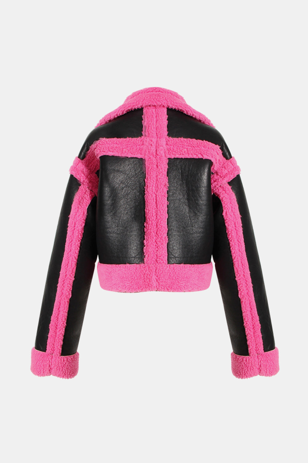 Double Take Contrast Color Double-Breasted Jacket Trendsi