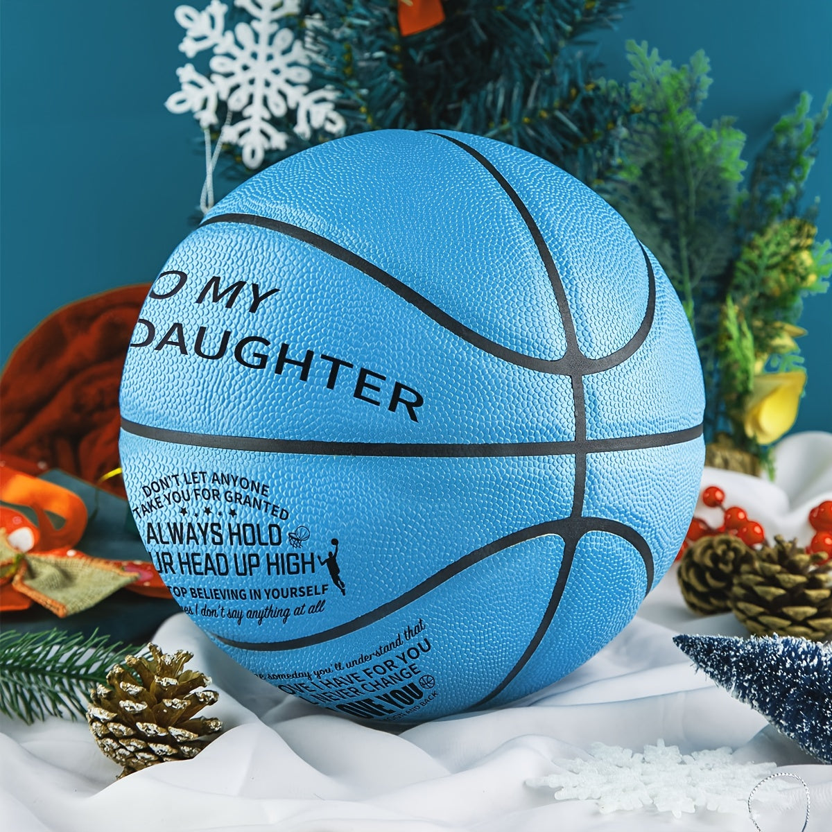 To My Granddaughter - I Love You To The Moon And Back - Personalised Light Blue Basketball For Birthday Gifts(with A Pump) ShopOnlyDeal