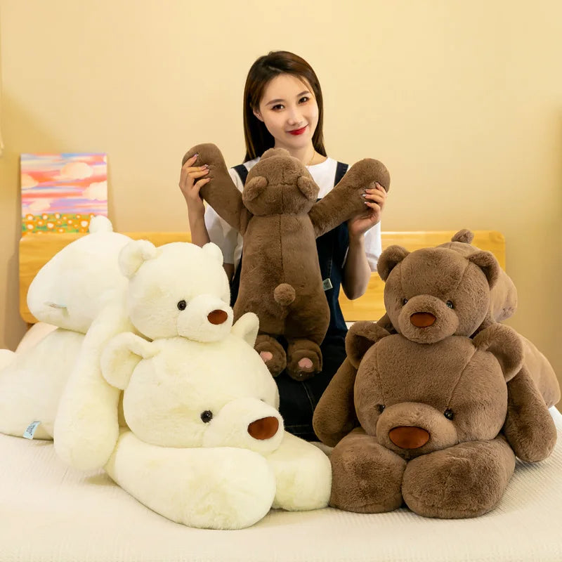 60-120cm Giant Size Brown & White Polar Bear Plush Pillow Toys Lovely Animal Lying Bear Plushie Cushion Stuffed Soft for Kids MIAOOWA Official Store