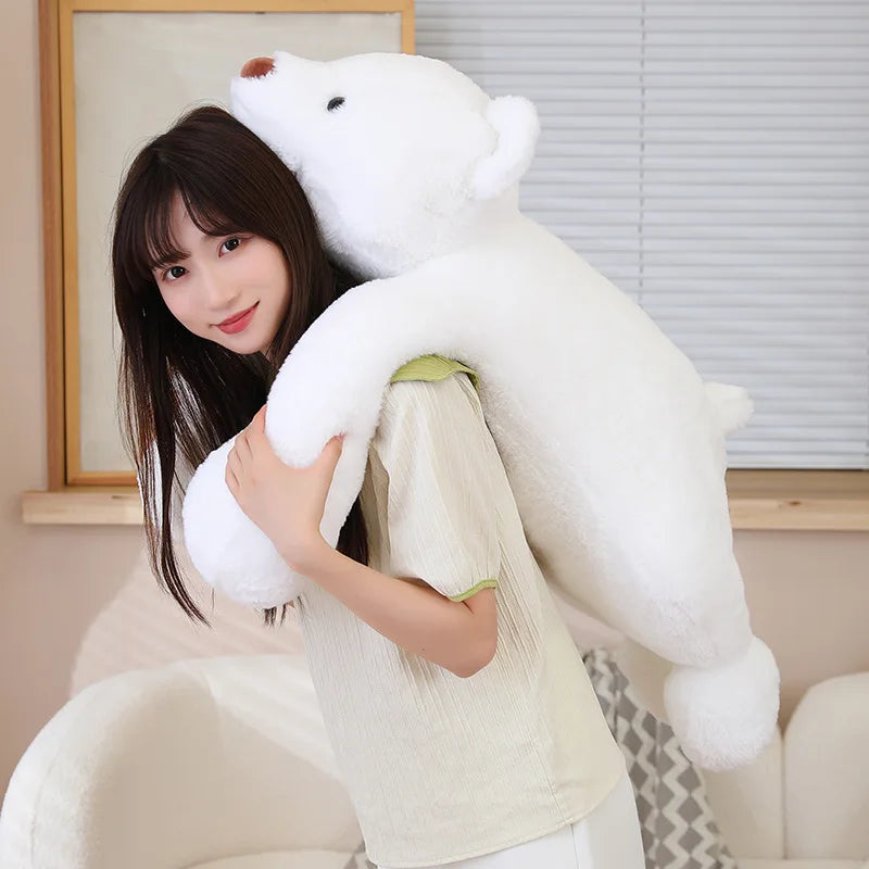 60-120cm Giant Size Brown & White Polar Bear Plush Pillow Toys Lovely Animal Lying Bear Plushie Cushion Stuffed Soft for Kids MIAOOWA Official Store