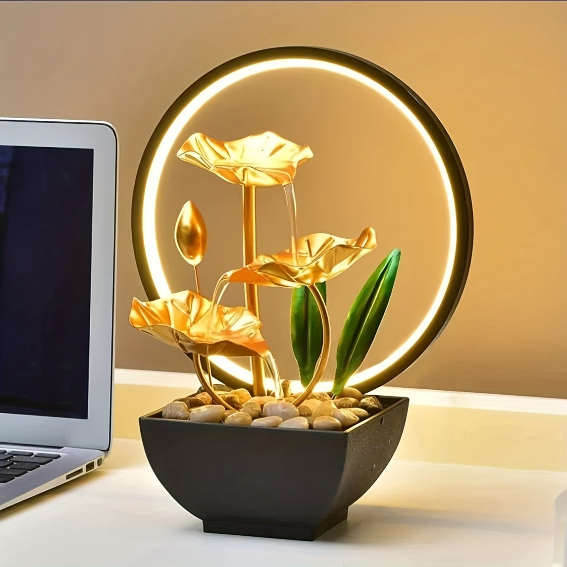 Usb Powered Relaxation Indoor Tabletop Fountain, With Led Circle Reflective Lighting Feature, For Home And Office Decor, Beautiful Humidifier, Gifts For Friends And Family, Holiday Gifts,room Decor,home Decor - Temu ShopOnlyDeal