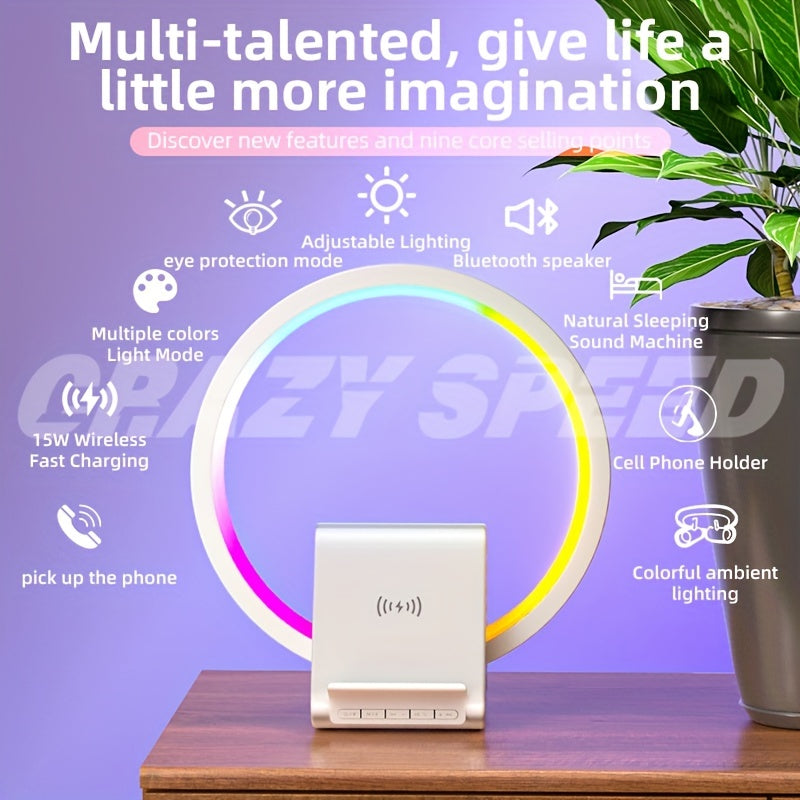 Christmas Gift For Lady With Wireless Speaker Led Colorful Music Light, Cozy Table Lamp, Smart Night Light, Wireless Charger Stand Radio Bedside Ambient Light, Christmas Gift For Lady Man Mom Girlfriends - Temu ShopOnlyDeal