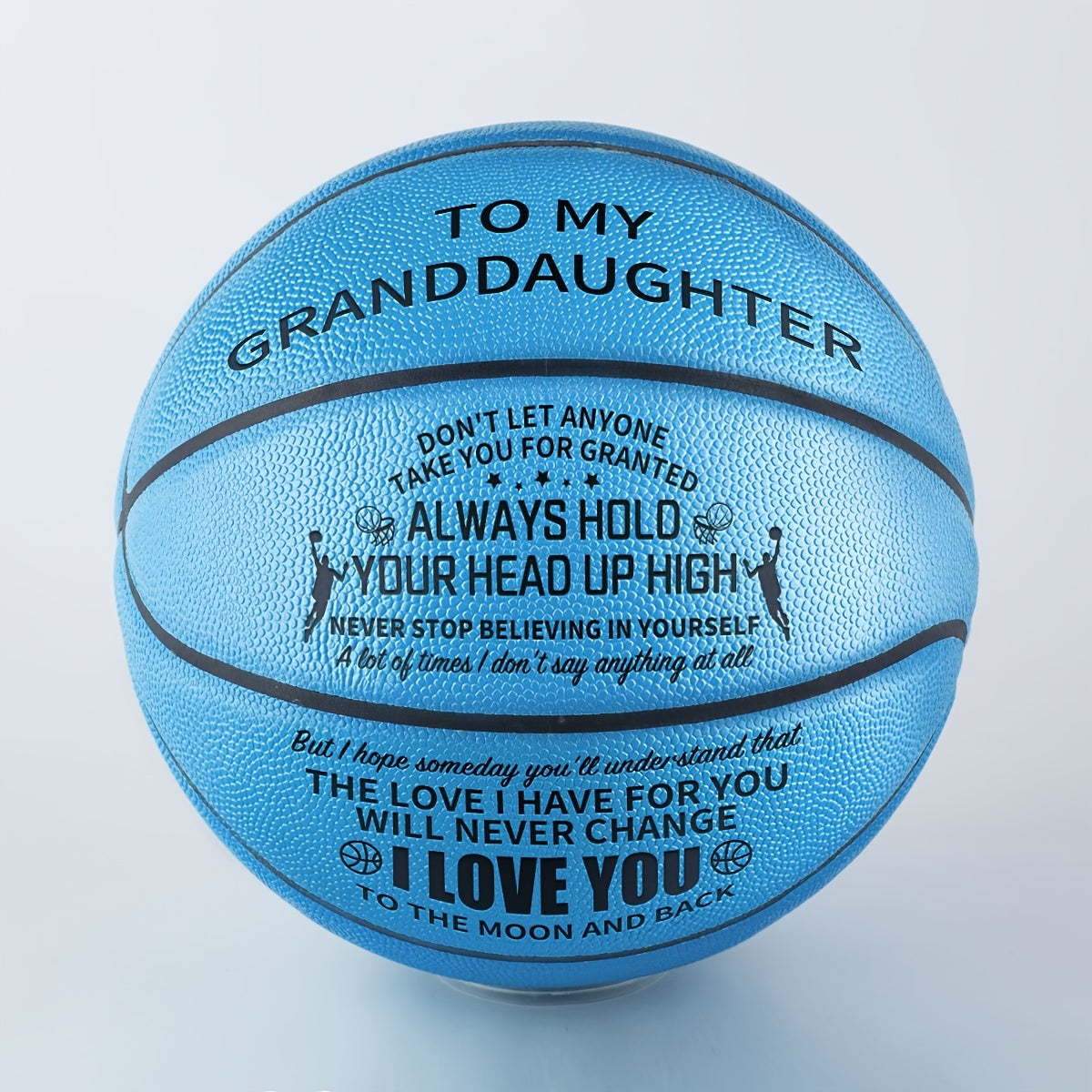 To My Granddaughter - I Love You To The Moon And Back - Personalised Light Blue Basketball For Birthday Gifts(with A Pump) ShopOnlyDeal