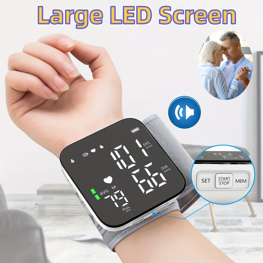 Wrist Blood Pressure Monitor, Automatic Digital Led Display, Adjustable Cuff, 2x90 Readings Memory, Voice Broadcast For Home - Temu ShopOnlyDeal