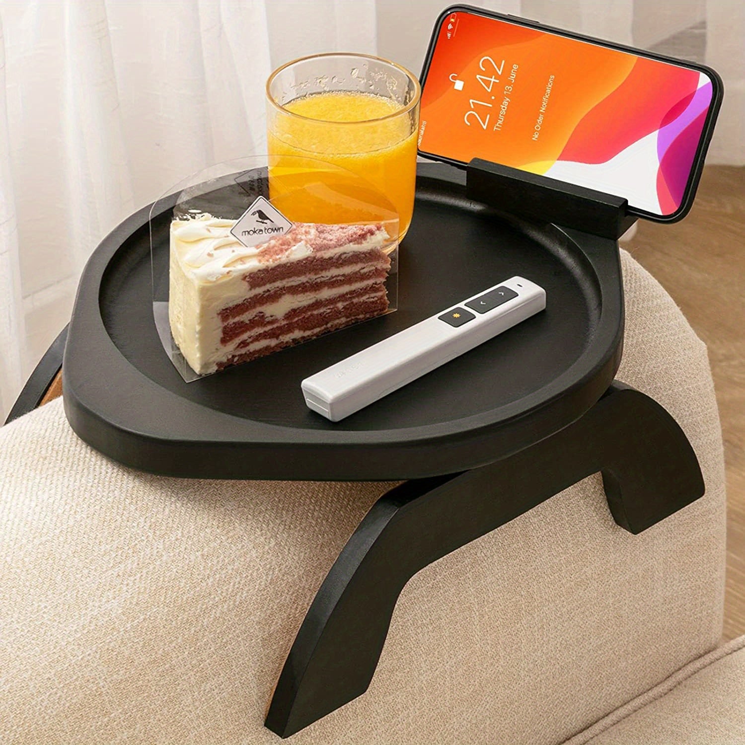 Bamboo Sofa Tray With Rotating Phone Holder Non-slip And Foldable Armrest Table - Perfect For Wide Sofas And Drink Holder Shelf - Temu ShopOnlyDeal