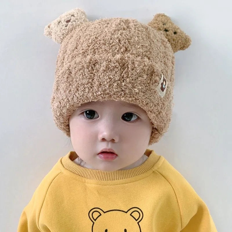 Infant Hat With Scarf Cute 6M-5Y Toddler Infant Kid Baby Girls Boys Warm Hat Cute Bear Print Plush Cats + Scarf Outfits Soft Plush Baby Hat Scarf ShopOnlyDeal