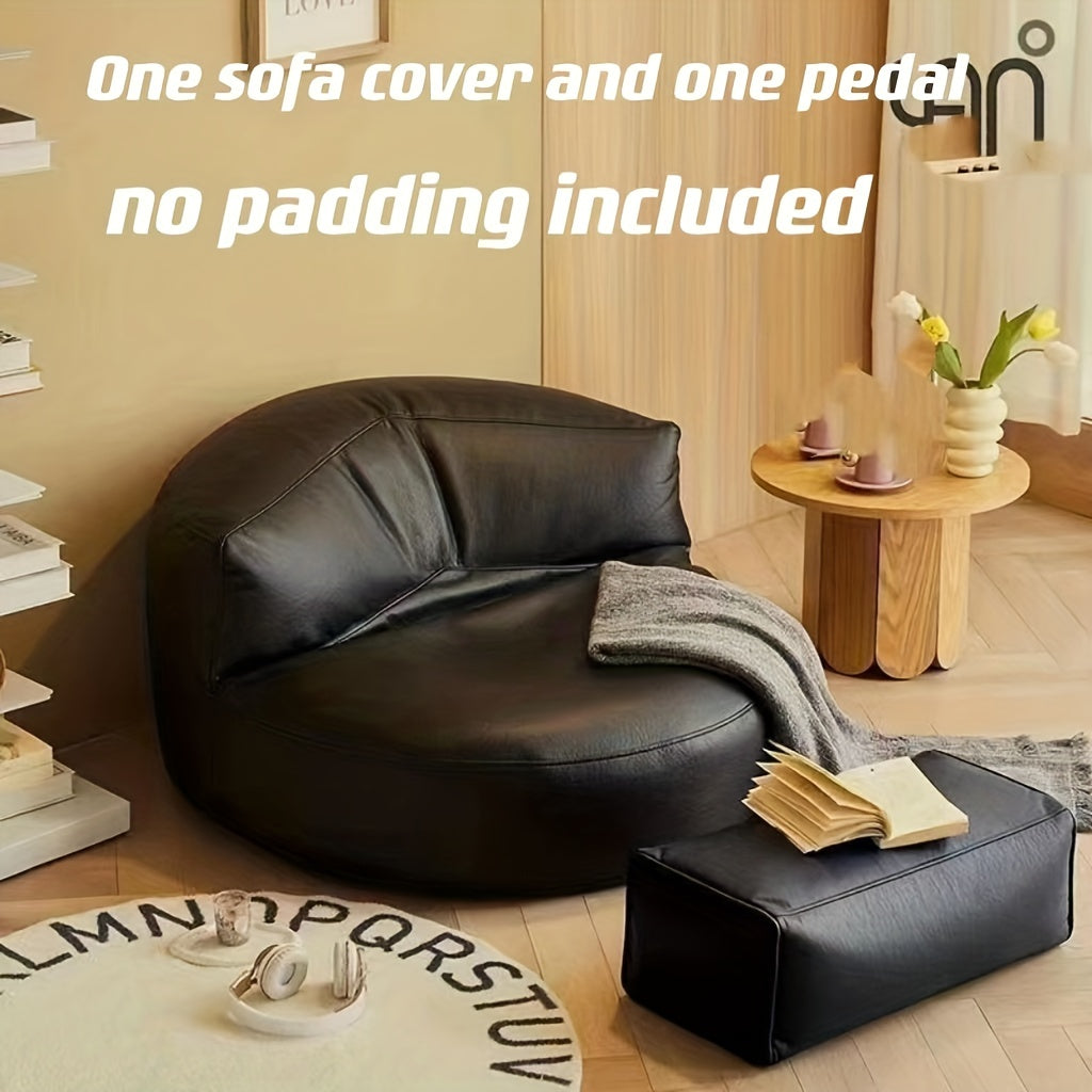 Leather Bean Bag Cover, Sofa Cover: Transform Your Living Room With A Stylish And Comfortable Sofa, Footrest, And Stool Cover! - Temu ShopOnlyDeal