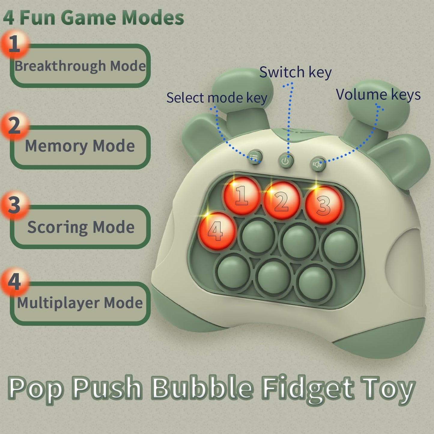 Pop Game Fidget Toys, Bubble Stress Pop Light Up Game, Handheld Fast Speed Pushing Game, Autism Sensory Toys,for 3-12 Year Old Boys Christmas Birthday Gifts ShopOnlyDeal