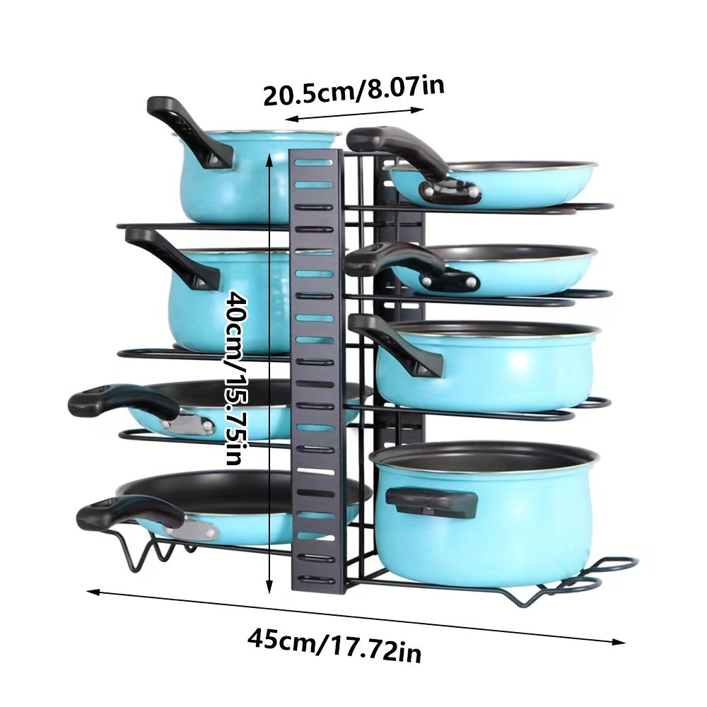 Kitchen Adjustable Dividers,pot And Pan Organizer For Cabinet, Removable Foldable 5-layer / 8-layer Storage Racks, Multi-layer Vertical Pot Cover Rack, Kitchen Storage Rack, Wrought Iron Multifunctional Tabletop Pot Rack Storage Rack, Kitchen Accessories ShopOnlyDeal