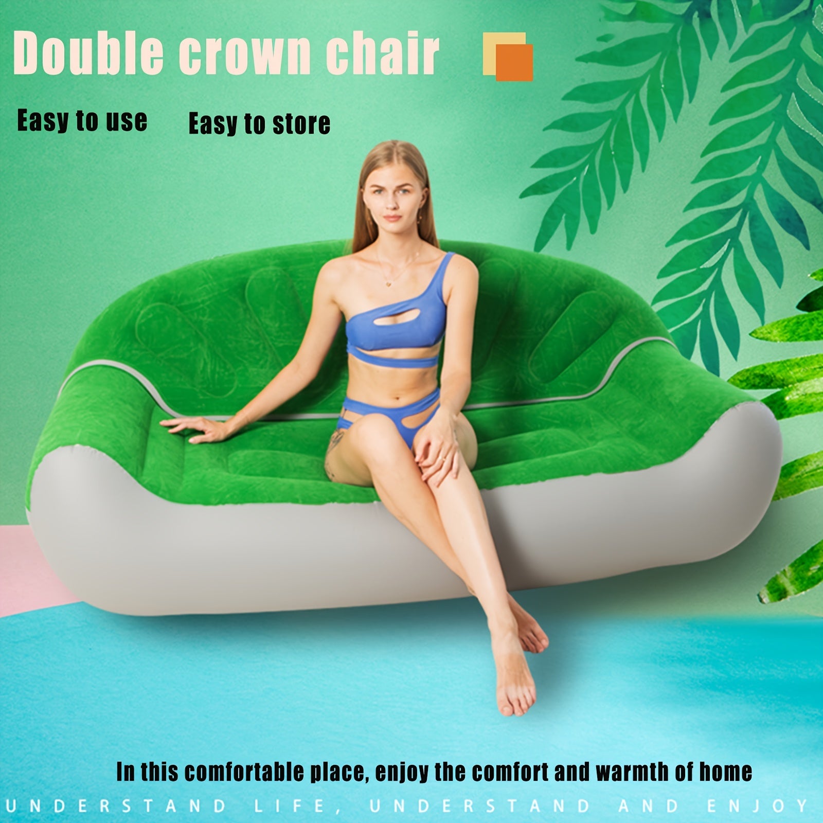 Inflatable Chair Crown Shape Flocking Air Couch, Camping Air Mattress, Inflatable Sofa Bed With Backrest, Easy To Storage, For 1/2 Person - Temu ShopOnlyDeal