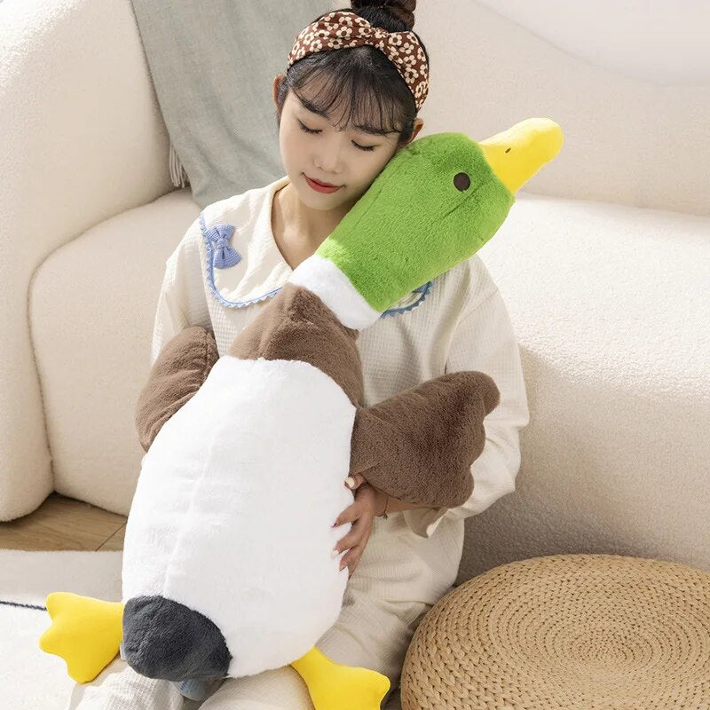 Kawaii Soft Big Duck Plush Toy 75-100cm Cute Large Goose Sleep Pillow Stuffed Animal Great Sofa Cushion Children Gift Room Decor Princess Ke Yue Toy Shop Store