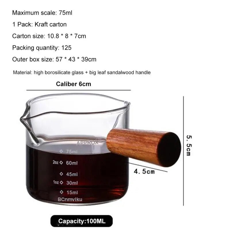 Espresso Shot Glass 75ml Double Spouts Glass Heat-Resistant Handle Clear Scale Measuring Cup Wine Milk Coffee Measure Jug Tools ShopOnlyDeal