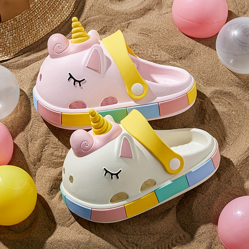 Boys Girls Adorable Cartoon Unicorn Clogs Garden Shoes, Comfortable Lightweight Hollow Out Non-slip Beach Shoes, Summer - Temu ShopOnlyDeal