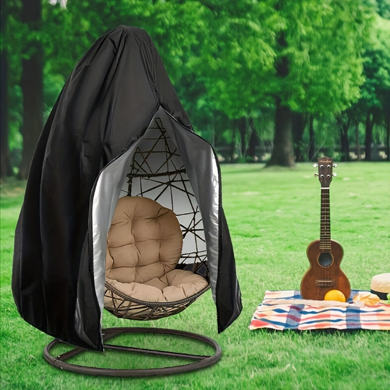 Patio Hanging Egg Chair Cover, Waterproof Swing Egg Chair Cover With Zipper, Wind-proof Egg Chair Cover With Bottom Buckle, Outdoor Wicker Single Seat Egg Chair Covers, Black ShopOnlyDeal