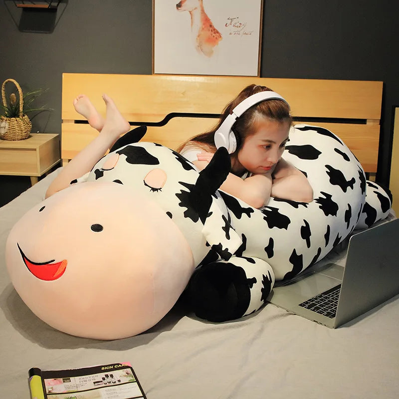 Giant Size Cow Soft Plush Toy 80-120cm Lying Sleep Pillow Stuffed Cute Animal Cattle Plush Toys for Children Lovely Baby Girls Gift ShopOnlyDeal