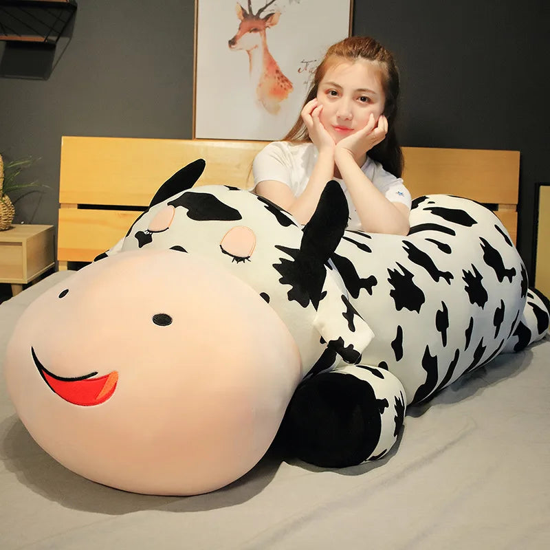 Giant Size Cow Soft Plush Toy 80-120cm Lying Sleep Pillow Stuffed Cute Animal Cattle Plush Toys for Children Lovely Baby Girls Gift ShopOnlyDeal