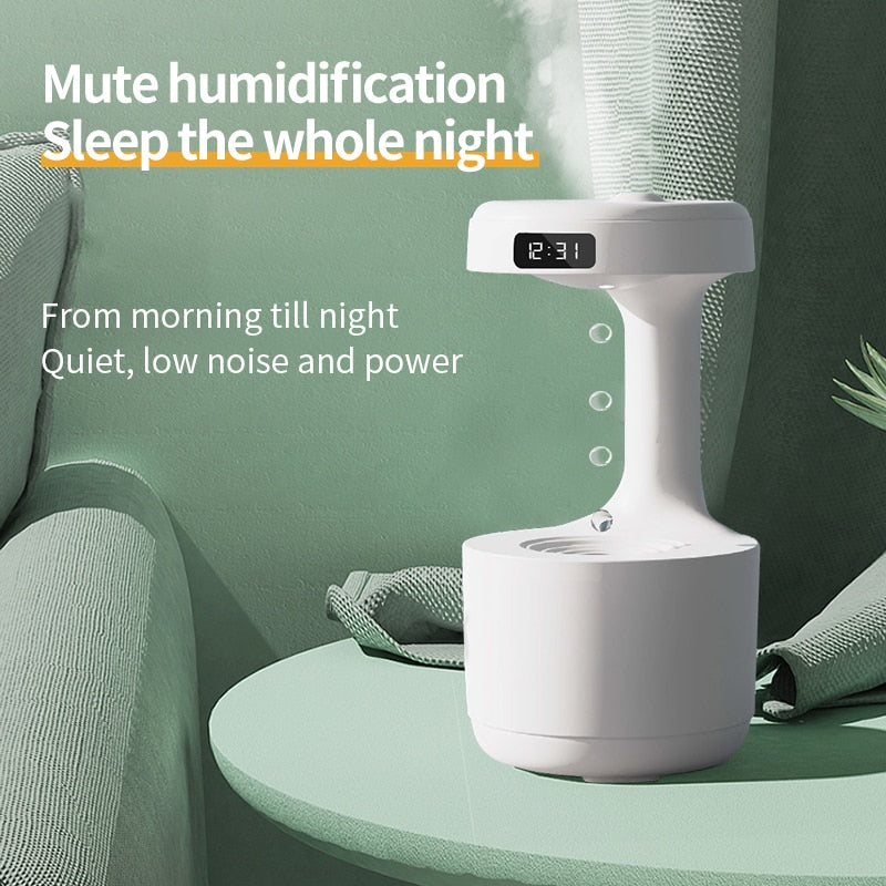 Humidifier Home Anti-Gravity Water Droplets Ultrasonic Cool Mist Maker Fogger with LED Display Office Bedroom Desktop ShopOnlyDeal