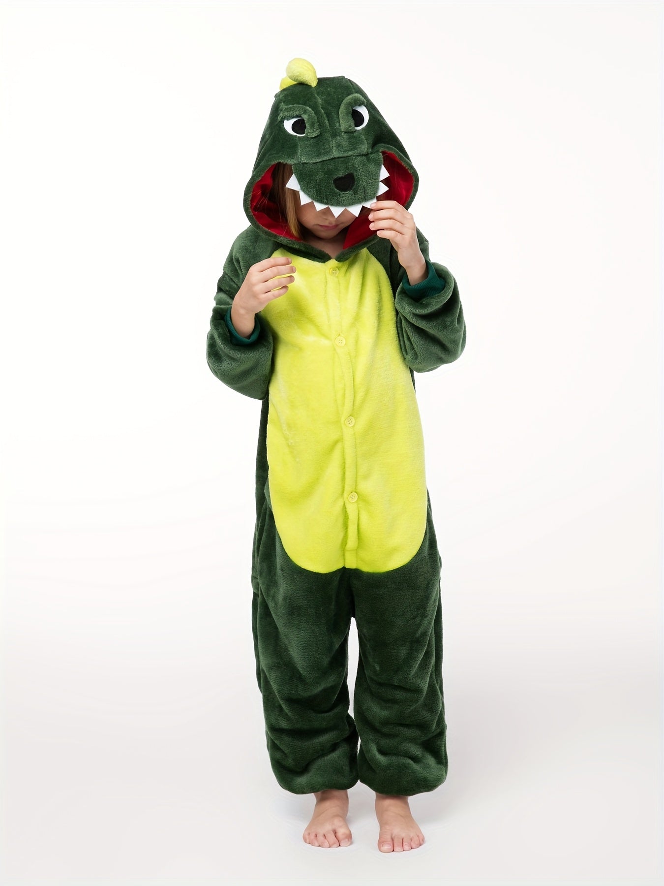 Dino Costume Kid's Dinosaur Cosplay Hooded Rompers, Zip Up Flannel Jumpsuit, Dress Up Outfits For Boys & Girls - Temu ShopOnlyDeal