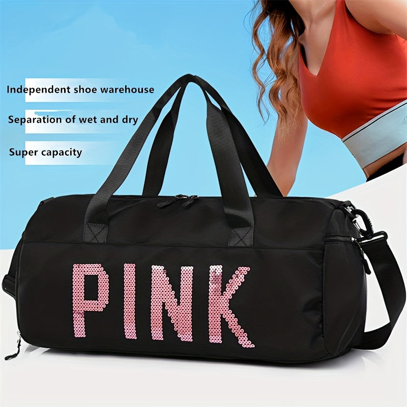 Pink Duffle Bag Large Capacity Travel Storage Bag Portable Duffel Bag Casual Sports Bag With Shoes Compartment | Free Shipping For New Users | Temu ShopOnlyDeal