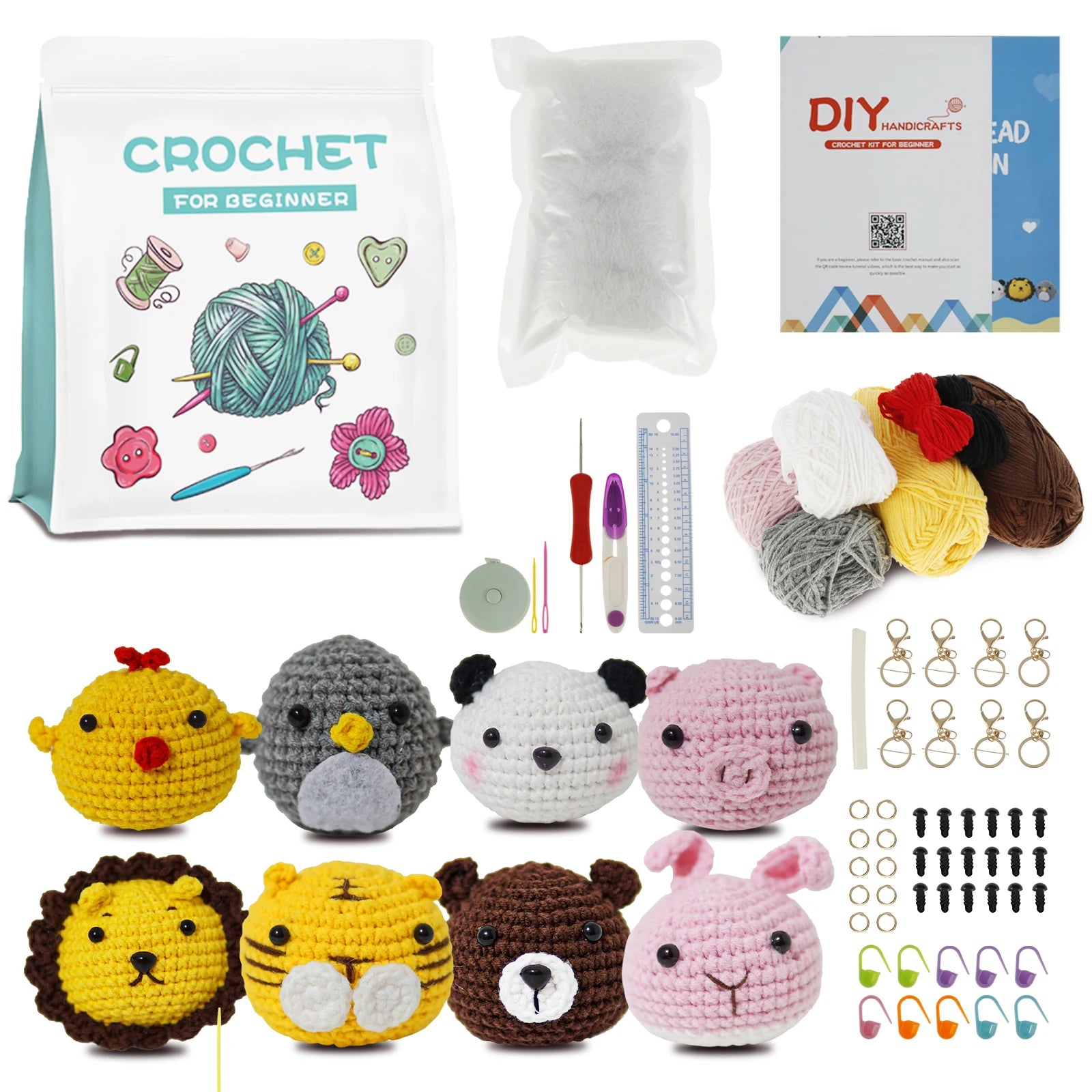 8Pcs DIY Handmade Doll Crochet Kit For Beginners Penguin Sewing Material Package Hand Knitting For Kids Adults Crochet Lovers ShopOnlyDeal