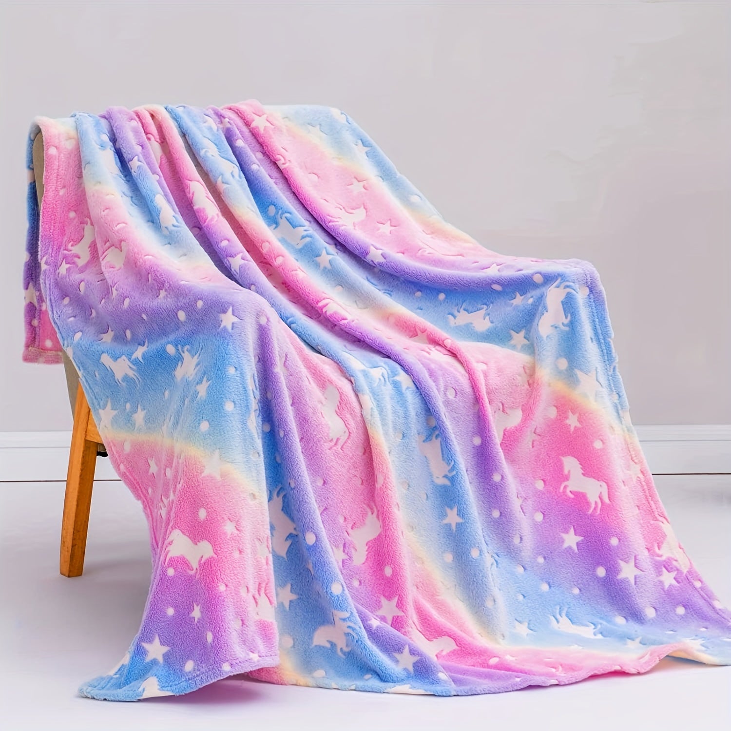 Glow In The Dark Unicorn Blanket, Rainbow Cozy Soft Flannel Blanket For Sofa Bed Car Office, All Seasons Universal Bedding Blanket Birthday Gift For Boys Girls Kids - Temu ShopOnlyDeal