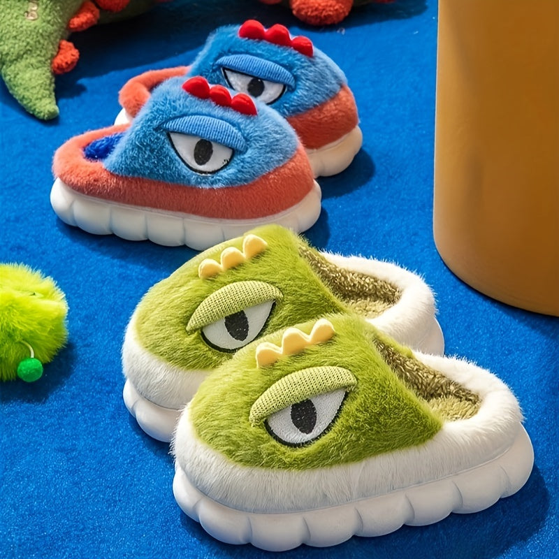 Dinosaur Slippers Cute Cartoon Dinosaur Furry House Shoes For Boys, Comfortable Non Slip Soft Bottom Walking Shoes For Indoor, All Seasons ShopOnlyDeal