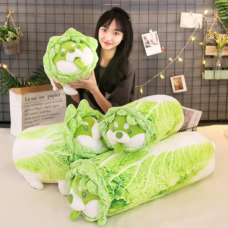 Cabbage Funny Shiba Inu 90cm Dog Cute Vegetable Fairy Anime Plush Toy Fluffy Stuffed Plant Soft Doll Kawaii Pillow Baby Kids Toys Gift ShopOnlyDeal