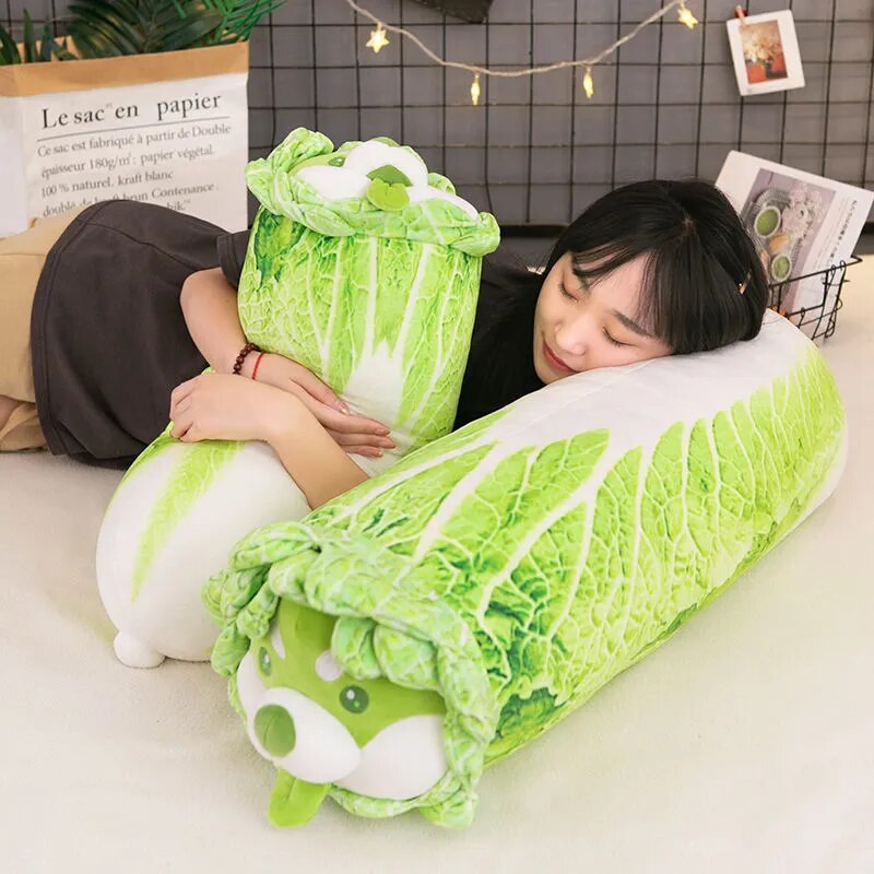 Cabbage Funny Shiba Inu 90cm Dog Cute Vegetable Fairy Anime Plush Toy Fluffy Stuffed Plant Soft Doll Kawaii Pillow Baby Kids Toys Gift ShopOnlyDeal