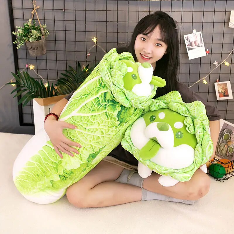 Cabbage Funny Shiba Inu 90cm Dog Cute Vegetable Fairy Anime Plush Toy Fluffy Stuffed Plant Soft Doll Kawaii Pillow Baby Kids Toys Gift ShopOnlyDeal