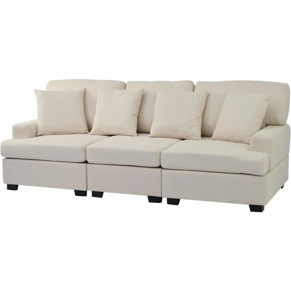 Luxury sofa 91‘’ 3 Upholstered Sofa Sets Couch with Removable Back Seat Cushions 4 Comfortable Pillows Living Room Sofa Shop