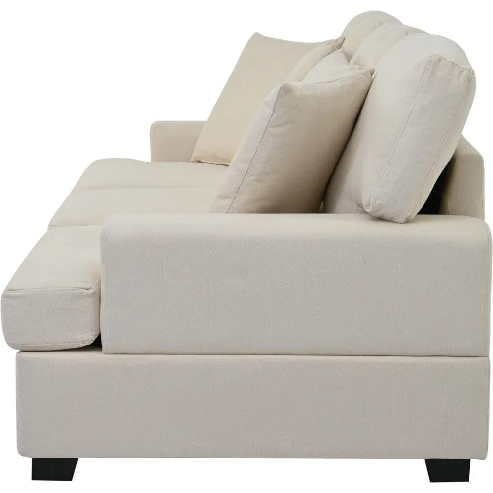 Luxury sofa 91‘’ 3 Upholstered Sofa Sets Couch with Removable Back Seat Cushions 4 Comfortable Pillows Living Room Sofa Shop