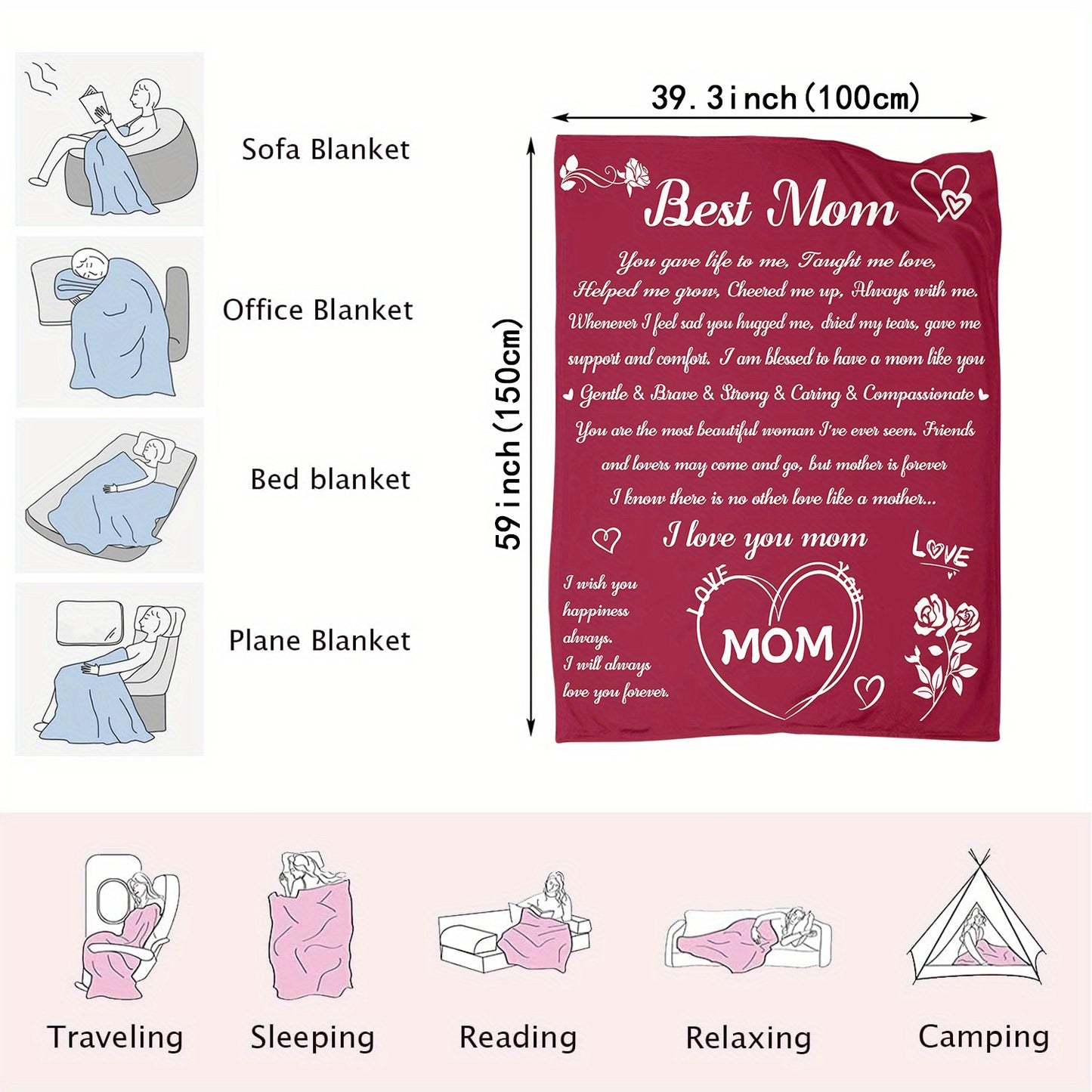 To My Mom Blanket - Flannel Blanket Gift Hd - Digital Printing  - Blanket Warm Cozy Soft Throw Blanket For Couch Bed Sofa - Home & Kitchen - Temu ShopOnlyDeal