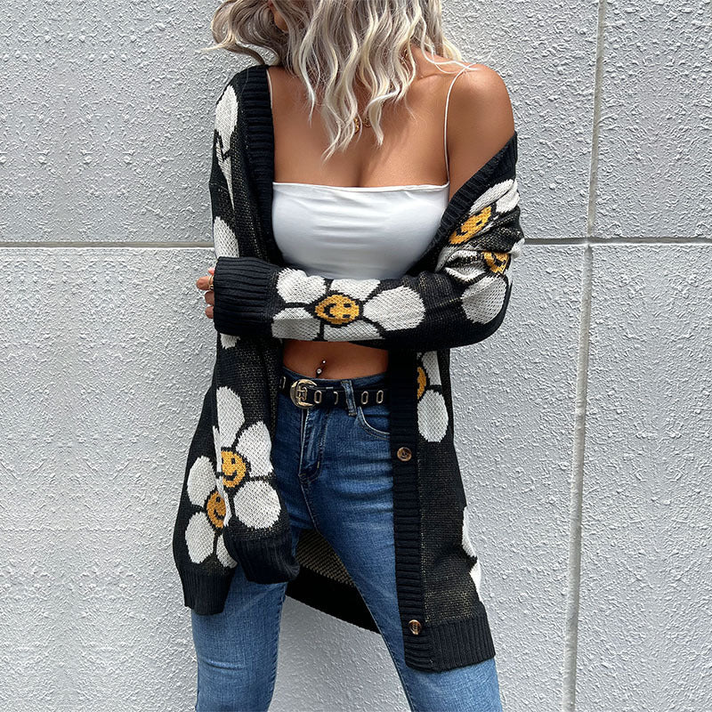 Floral Button Down Longline Cardigan ShopOnlyDeal