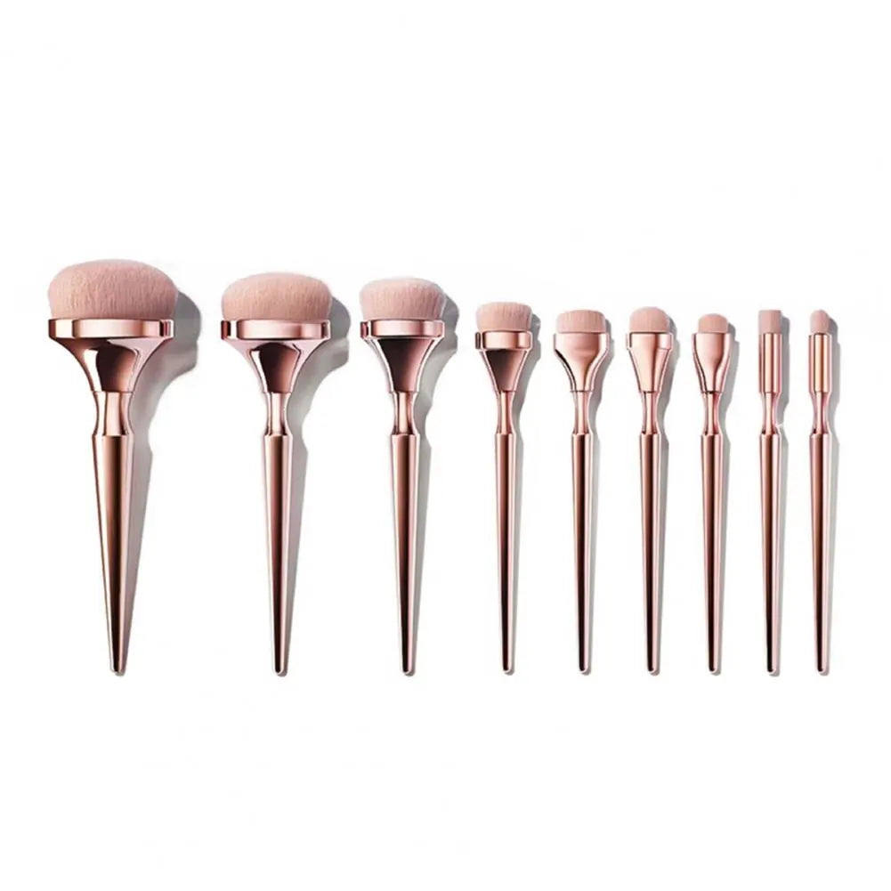 9PCS Professional Portable Makeup Brush Eyeshadow Foundation Repairing Blush Facial Concealer Beauty Tool Set Golden Combination ShopOnlyDeal