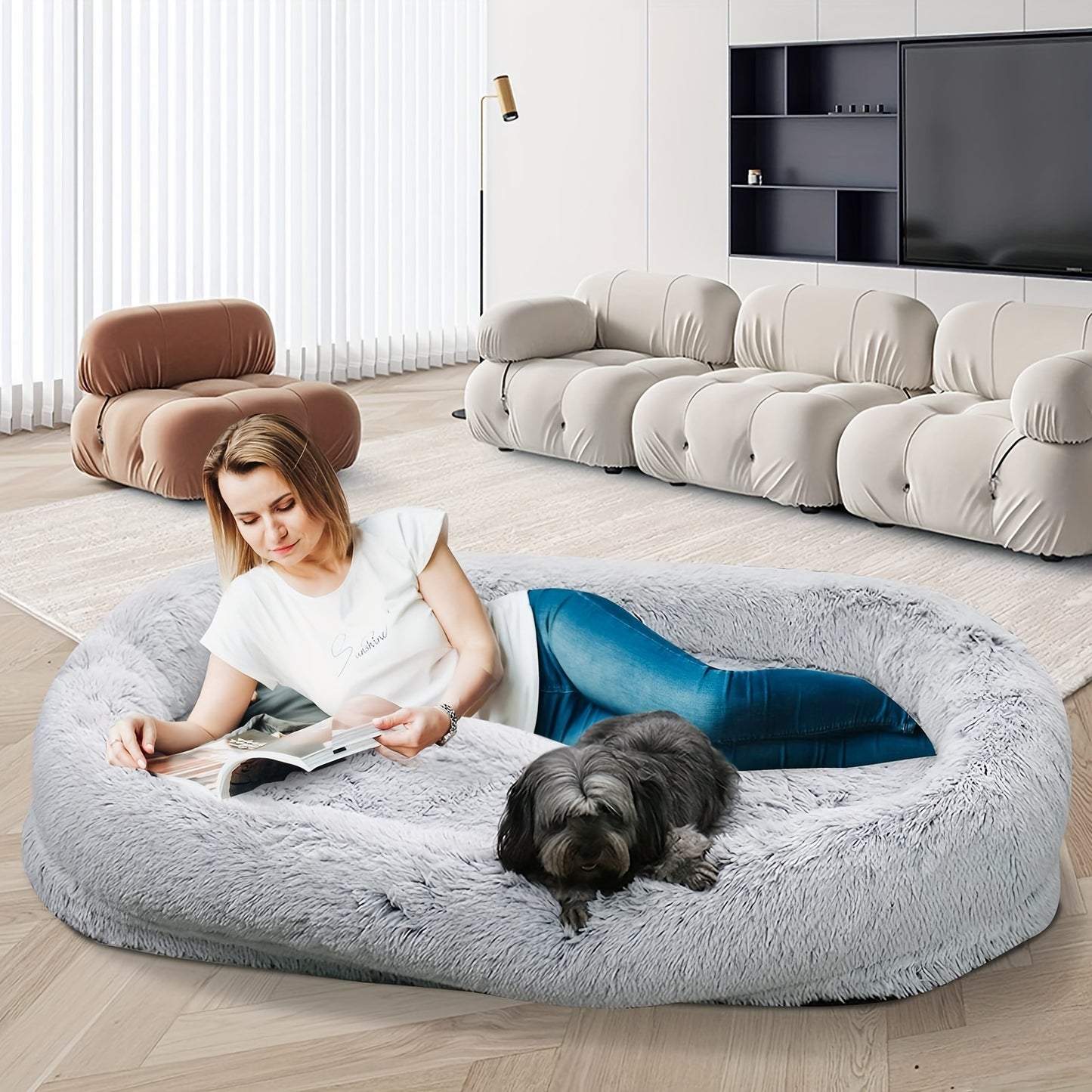 Large Pet Bed For Humans Soft Dog Bed Human-sized Large Dog Bed For Adults & Pets - Temu ShopOnlyDeal