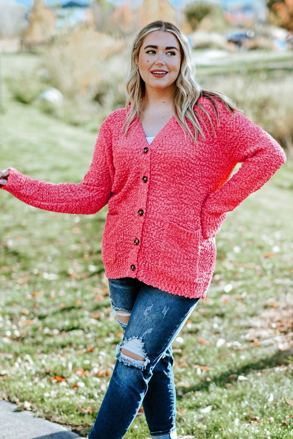 Plus Size Button Down Cardigan with Pockets: Effortless Style and Comfort for Curvy Fashionistas Trendsi