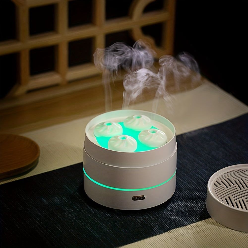 Ultrasonic Steaming Bun Aroma Diffuser With Four Spray Design, Led Night Light, And Essential Oil Diffuser For Home And Office ShopOnlyDeal