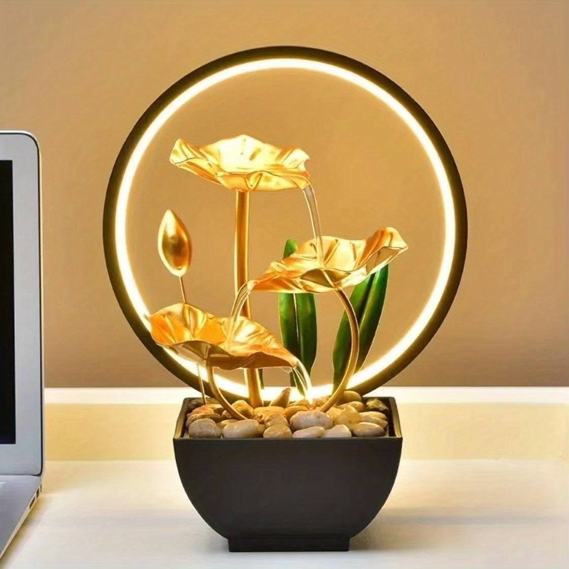 Usb Powered Relaxation Indoor Tabletop Fountain, With Led Circle Reflective Lighting Feature, For Home And Office Decor, Beautiful Humidifier, Gifts For Friends And Family, Holiday Gifts,room Decor,home Decor - Temu ShopOnlyDeal