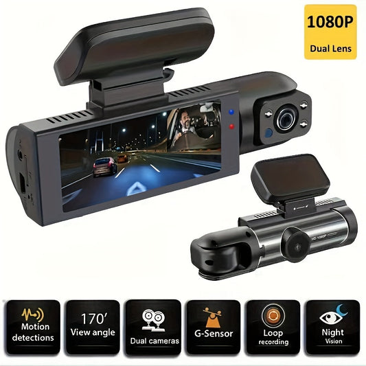 Dash Camera Front And Inside,3.16inchdash Cam 1080p, G Sensor Hd Night Vision Loop Recording Wide Angle Car Dvr (blue Photodiode Position Is Random) - Temu ShopOnlyDeal