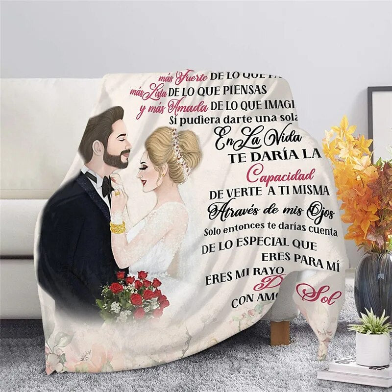 Spanish Blanket For Spaouse: A mi Esposa Esposo Manta Loving Air Mail Thin Fleece Blanket for Wife Husband Blanket A mi Novia Gift for Girlfriend coraline ShopOnlyDeal