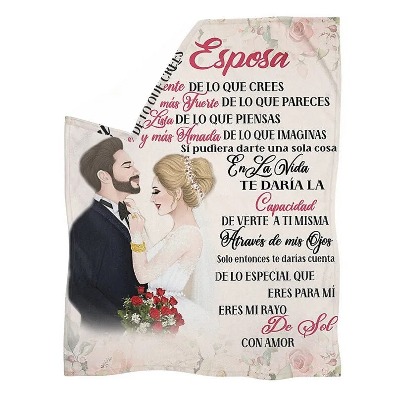 Spanish Blanket For Spaouse: A mi Esposa Esposo Manta Loving Air Mail Thin Fleece Blanket for Wife Husband Blanket A mi Novia Gift for Girlfriend coraline ShopOnlyDeal