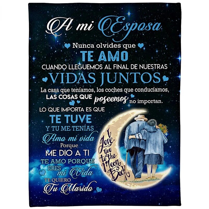 Spanish Blanket For Spaouse: A mi Esposa Esposo Manta Loving Air Mail Thin Fleece Blanket for Wife Husband Blanket A mi Novia Gift for Girlfriend coraline ShopOnlyDeal