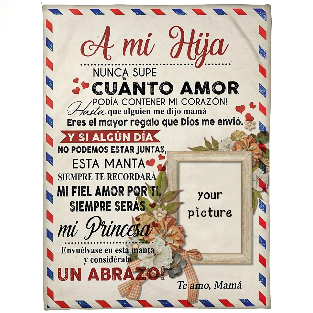 Spanish To My Daughter Gift : A mi Nieta/Nieto Air Mail Print Thin Fleece Blanket Loving Gift for Granddaughter/Grandson Sofa Nap Soft Warm Blankets ShopOnlyDeal