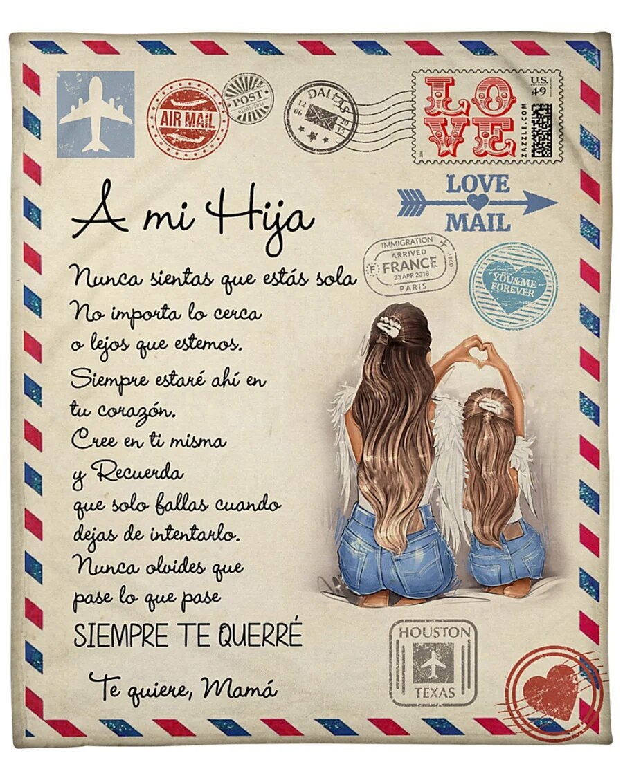 Spanish To My Daughter Gift : A mi Nieta/Nieto Air Mail Print Thin Fleece Blanket Loving Gift for Granddaughter/Grandson Sofa Nap Soft Warm Blankets ShopOnlyDeal