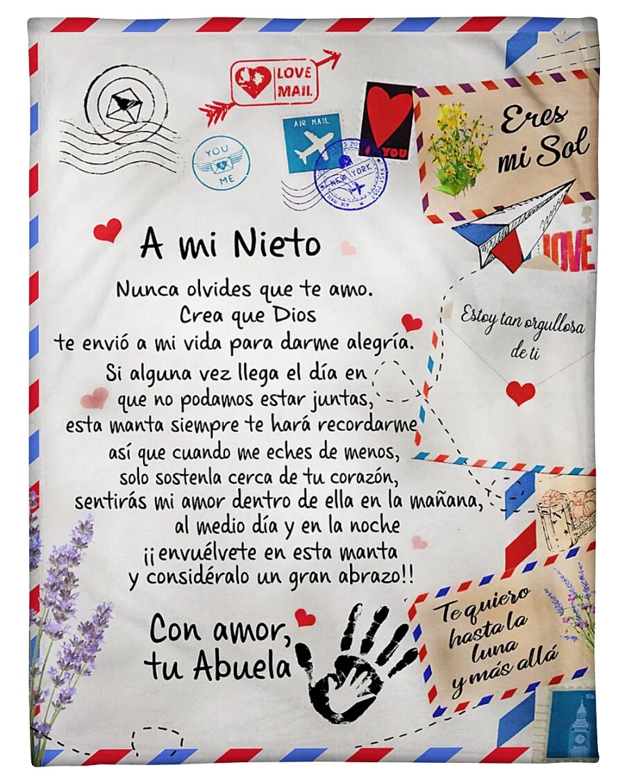 Spanish To My Daughter Gift : A mi Nieta/Nieto Air Mail Print Thin Fleece Blanket Loving Gift for Granddaughter/Grandson Sofa Nap Soft Warm Blankets ShopOnlyDeal