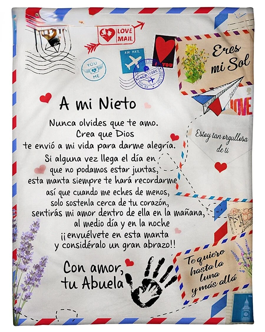 Spanish To My Daughter Gift : A mi Nieta/Nieto Air Mail Print Thin Fleece Blanket Loving Gift for Granddaughter/Grandson Sofa Nap Soft Warm Blankets ShopOnlyDeal