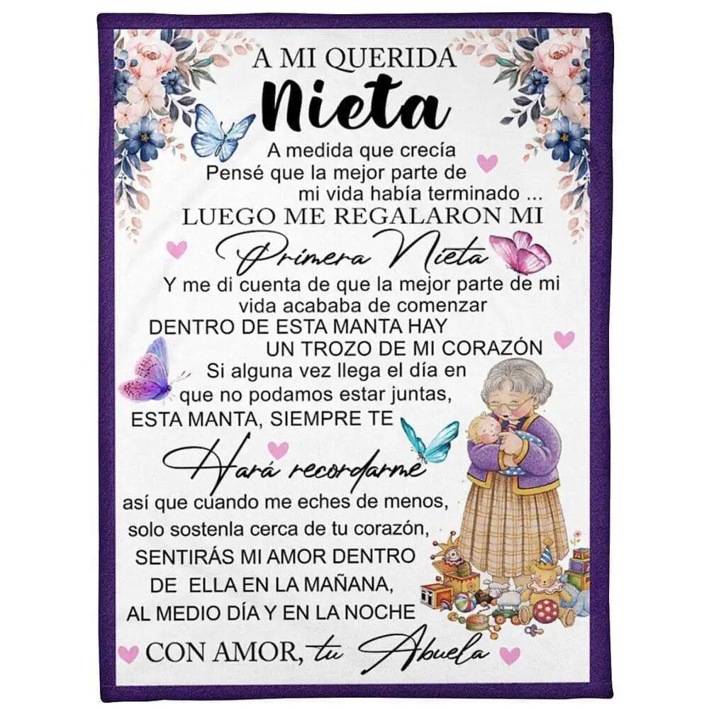 Spanish To My Daughter Gift : A mi Nieta/Nieto Air Mail Print Thin Fleece Blanket Loving Gift for Granddaughter/Grandson Sofa Nap Soft Warm Blankets ShopOnlyDeal